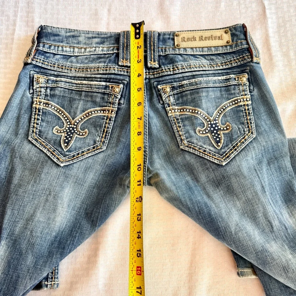 Rock Revival Denisa Bootcut‎ Jeans Size 28 Buckle Exclusive Low Rise Distressed